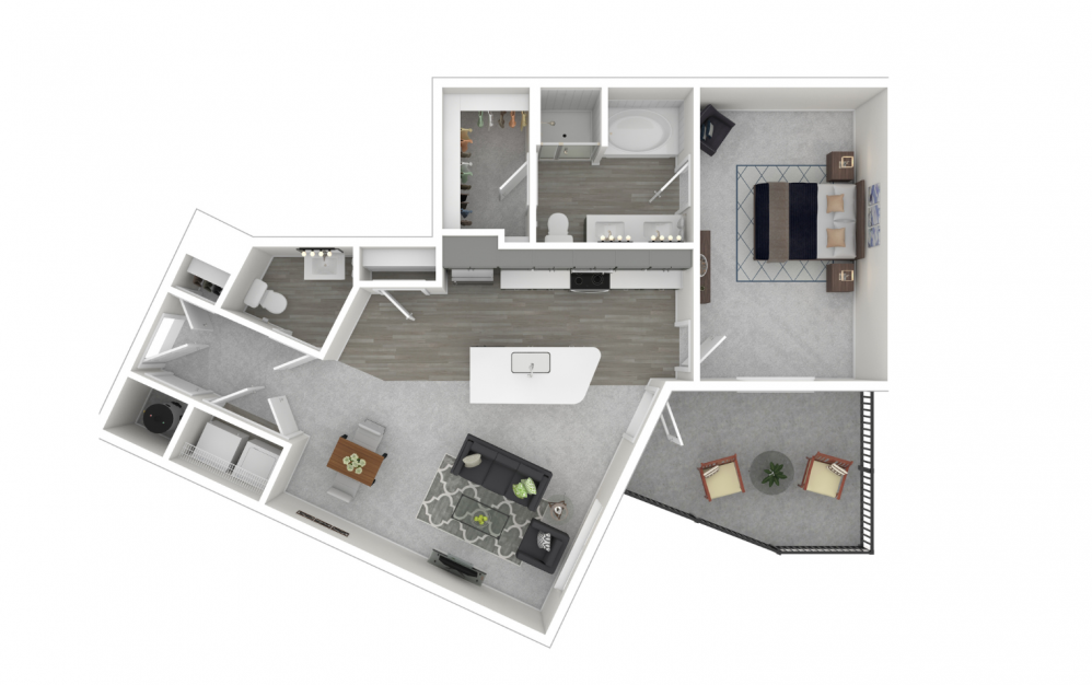 A4 - 1 bedroom floorplan layout with 1 bath and 919 square feet.