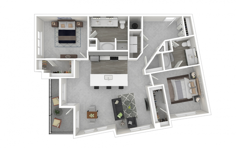 B8 - 2 bedroom floorplan layout with 2 baths and 1421 square feet.